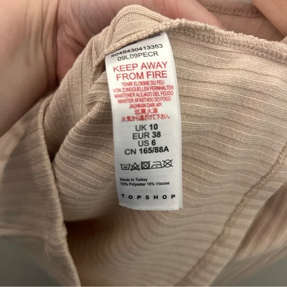 Topshop ribbed O-ring long sleeve crop top Size 6 - Picture 5 of 8